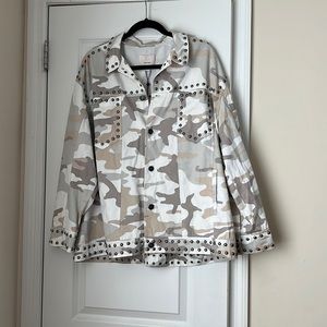 Cinq à Sept Camouflage Studded Jacket - White, Gray, Tan
